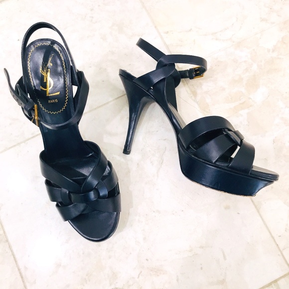 Yves Saint Laurent Shoes - YSL {38} Platform Sandal Pumps Navy Blue